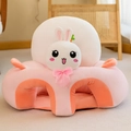 Plush bunny-shaped infant support seat in white and pink for learning to sit safely - Pink Rabbit