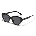 Gafas de sol ojo de gato negras clásicas con lentes grises y montura brillante grande - Negro Brillante/Lente Gris