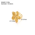 Macro shot of gold-plated flower ring with natural stone and adjustable open band detail - Adjustable Open / J203-Gold Five-petal Full Flower