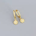 Golden 925 sterling silver daisy hoop earrings featuring sparkling center cubic zirconia - 925 Silver / Gold