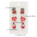 3-pack wooden stud earrings set with red heart bear, XO heart, and cupcake designs - Bear with Heart/XO Red Heart/Cupcake Style (A-3)