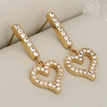 Orecchini a cuore in acciaio dorato con cristalli pavé e nappe a cerchio traforate - Cuore / Oro Cuore