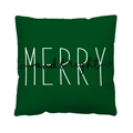 Dark green Christmas cushion cover with white and black Merry and Bright print - Style 29-Deep Green MERRY and bright