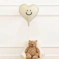 Minimalist beige heart balloon with smiley face design for stylish party decorations - Heart + Smile Sticker / Cream