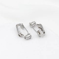 Silver-plated U-shaped clip-on earring converter for non-pierced ears, DIY jewelry parts - Type 3 Bullet Oval Converter White Gold