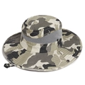 Wide brim grey camo boonie hat with breathable mesh and adjustable chin strap - Beige Camouflage