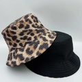 Set of double-sided leopard print and solid black bucket hats for sun protection - M(56-58cm) / Classic Yellow Brown Leopard Print (3#)