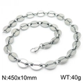 Minimalist silver pig nose link chain necklace in stainless steel, 450x10mm size - Style A Steel Color Necklace 45cm (KN228720-Z)