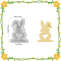 Easter bunny silicone mold with hollow heart design and precise size measurements - Bent Ear Rabbit - Small