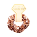 Detailed shot of rose gold scrunchie with square sequins and card packaging - With Display Card / Rose Gold Sequin