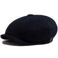 Classic dark blue newsboy cap in durable twill cotton with eight-panel structure - Navy Blue