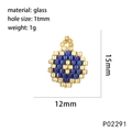 Detail view of 15x12mm handmade glass moon and star pendant with precise measurements - Dark Blue (Round)