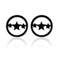 Minimalist black round studs with three hollow stars in a symmetrical layout - 189-Star Wave / Black