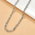 Detail of silver-toned stainless steel cable chain links for DIY jewelry making - 12# 6.4mm Corner Chain (1m)