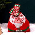 Knitted Christmas gift bag with red Santa Claus pattern and snowflake details - Santa Claus Knit Handbag (Small)