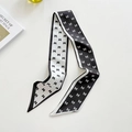 Narrow silk twilly scarf with black and white butterfly pattern for hair or bag decor - Black and White Bow