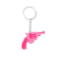 Pink cartoon pistol PVC keychain with silver metal ring for cute girls accessory - Pink Handgun