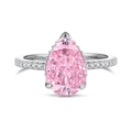 Luxurious S925 silver ring featuring a large pear shaped pink zircon with pavé accents - US 5 / Pink Pear Shape (DY120845-S-W-BF)