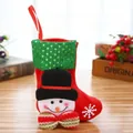 Weihnachtsstrumpf aus rotem Plüsch mit 3D-Schneemann, Pailletten und Schneeflocken - Schneemann Kleiner Paillettenstrumpf