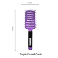 Purple curved vent hairbrush with boar bristles and 24cm size measurement details - Purple Single Bristle Large Curved Brush