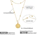 Detailed dimensions of 18k gold plated stainless steel layered necklace with evil eye pendant - Double Layer Round Evil Eye / 39+5cm / Gold