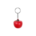 Cute mini red apple shaped PU foam fruit keychain with realistic green leaf detail - Red Apple