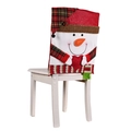 Christmas snowman chair cover with 3D carrot nose and red buffalo plaid hat decoration - Snowman