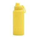 Matte bright yellow 1L stainless steel sports water bottle with portable handle loop - Lemon Yellow-Sport