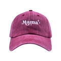 Vintage burgundy baseball cap with white Mama embroidery and star details for women - Adjustable / Burgundy