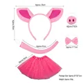 Pink plush pig costume set including ears headband nose bowtie tail and tutu skirt - Pink Pig 4-Piece Set + Rose Red Star Skirt