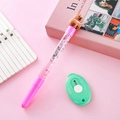 Pink quicksand pen with cute cartoon bear character and matching correction tape set - Capybara Quicksand Pen Rose Red