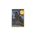 Spilla artistica in smalto stile Van Gogh con corvo e cielo stellato blu - Notte Stellata Corvo (QHXZ2157)