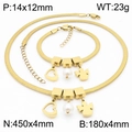 Golden heart and pearl charm snake chain necklace and bracelet jewelry set for women - Little Angel / Bracelet / Gold