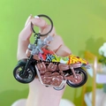 Mini motorcycle keychain alloy model with colorful graffiti pattern and bronze finish - Motorcycle Keychain - Rose Gold