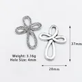 Retro legering kruis hanger voor DIY sieraden met afmetingen van 37mm bij 28mm - Antiek Zilver szj005z37