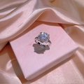 Luxurious 925 silver moissanite diamond ring featuring a floral halo and pave band - Halo Ring