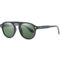 Retro black acetate sunglasses with dark green lenses and golden arrow rivets details - Black Frame with Dark Green Lenses