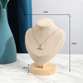 Linen bust necklace display stand with solid wood base, height 18cm, beige jewelry holder - Small Heart-Shaped Linen Bust Model