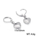 Orecchini a lobo a cuore in acciaio inossidabile lucido argento da 11x10mm e 4,6g - Orecchini a Cuore (KE45334-Z) / Argento