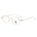 Champagne hexagonal oversized anti-blue light glasses with transparent frame shown at an angle - Transparent Frame Clear Lens (Anti-Blue Light)