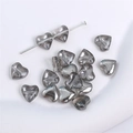 Gray heart-shaped glass beads for DIY jewelry making on a metallic pin - Heart-8mm-Grey