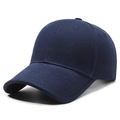 Klassische dunkelblaue Baumwoll-Baseballkappe mit sechs Paneelen und gebogenem Schirm - Verstellbar / Marineblau