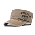 Vintage washed khaki cadet cap with black Youth embroidery and distressed cotton fabric - Adjustable / Khaki
