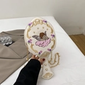 Bolso bandolera estilo barroco en forma de espejo con bordado de ángel y perlas - Blanco