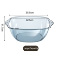 Large transparent blue plastic washbasin with 35.5cm diameter and side handles - Large / Blue