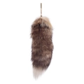 Brown and white faux fox tail pendant with golden lobster clasp for bags and keys - 40CM / Sun Fox