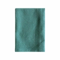 Folded turquoise blue waffle weave cotton dish towel with textured honeycomb pattern - 35*35cm / Dark Green