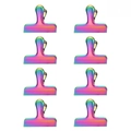 Set of 8 rainbow-colored stainless steel clips for food sealing and office organization - Medium / AB Color