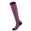Knee-high compression socks with red, white, and navy blue diamond geometric patterns - Red Stripes