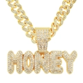 Gold (MONEY Letter Pendant) + 50cm Cuban Chain